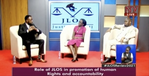 Officials from UHRC and ODPP discussing the Role of JLOS in promotion of human rights and accountability on NTV (17th December 2021)